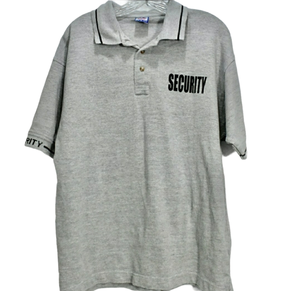 \Men's First Class Gray Security  Short Sleeve Polo Shirt XL
